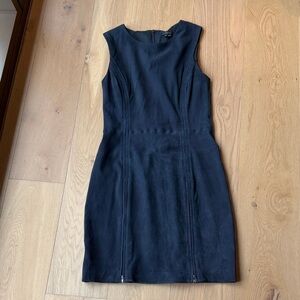 Theory Navy Suede Sleeveless Mini Dress